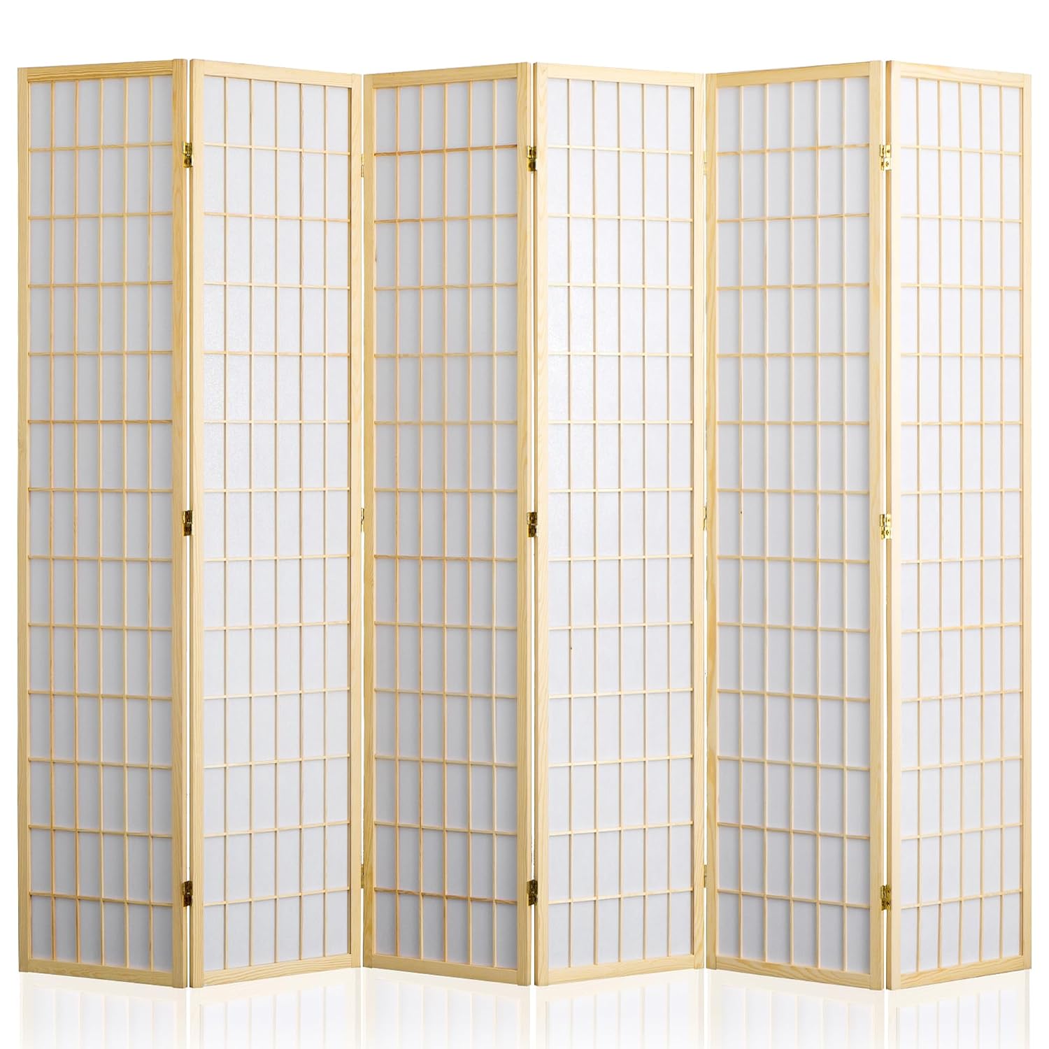 Shoji Screen Divider - 6-delige opvouwbare kamerverdeler, privacy-scherm, houten shoji-scheidingswand,