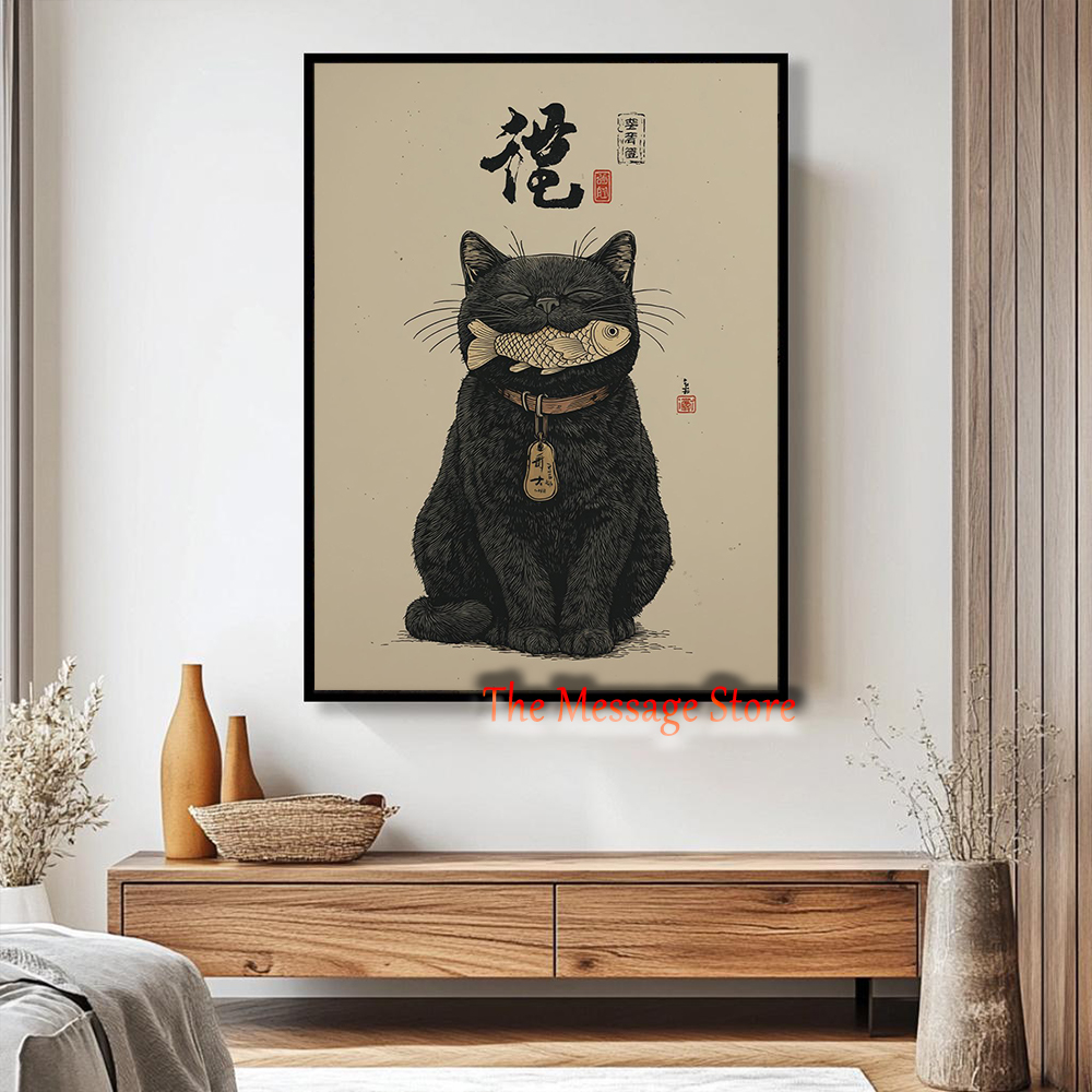 Zwarte Lucky Cat Ukiyo-e Japan - Japanese Lifestyle And Traditions recensie en prijs